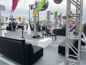 Luxury event furniture rentals in Florida featuring modern lounge seating for corporate events, weddings, and private parties